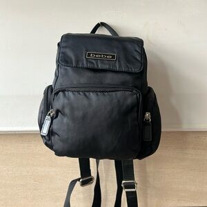 Small Bebe Black Nylon Backpack